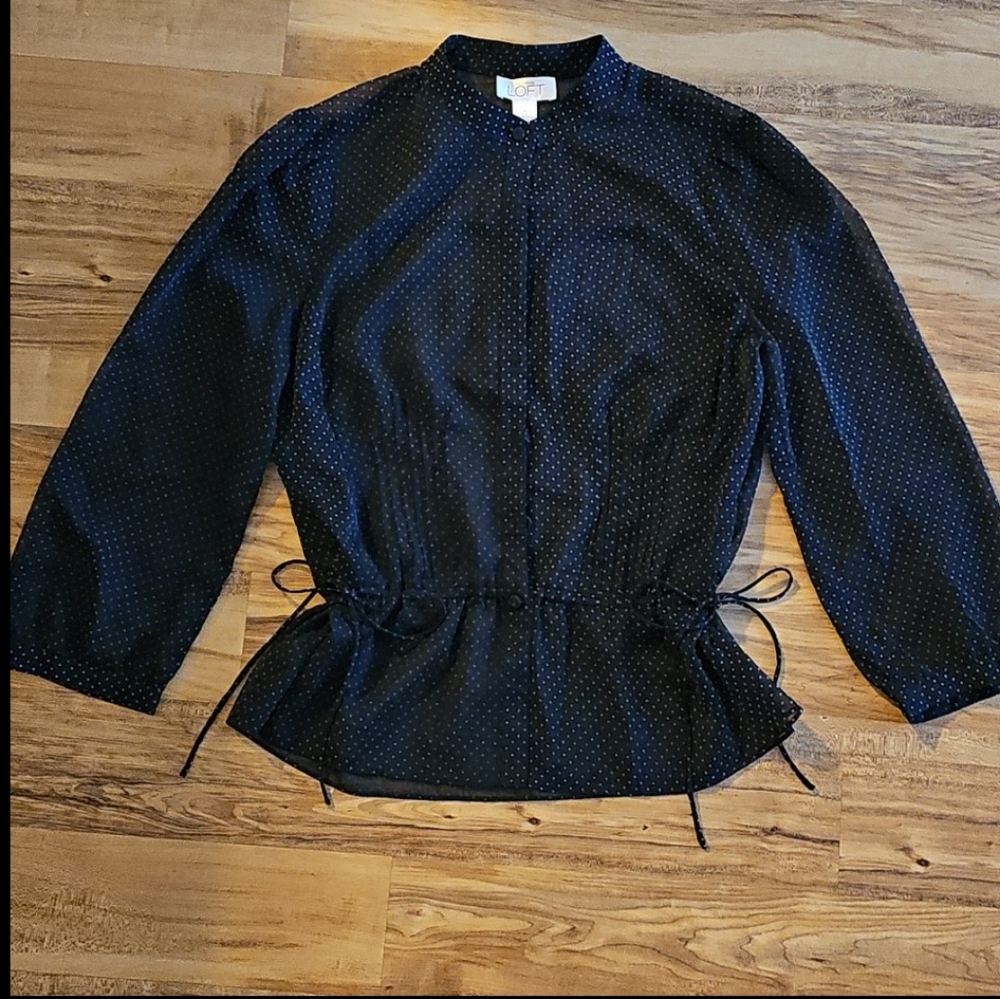 LOFT Black Polka Dot Blouse